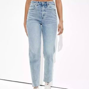 American Eagle Stretch Light Wash High Waisted Mom Jeans
